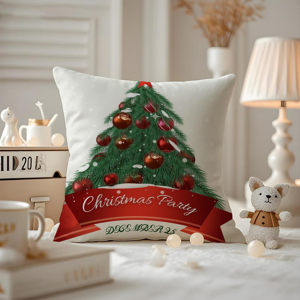 Christmas Tree Cushion Cover Pattern Printed Pillowcase For Living Room Sofa Cushion Cover & Bedroom Decor