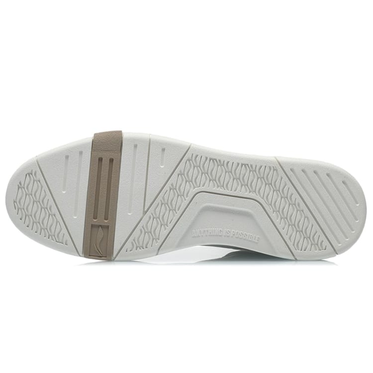 Li Ning Superwave Textile, Synthetic Leather Slip Resistant Abrasion Resistant Mid top Skateboard Shoes Men's White AGCQ061-1