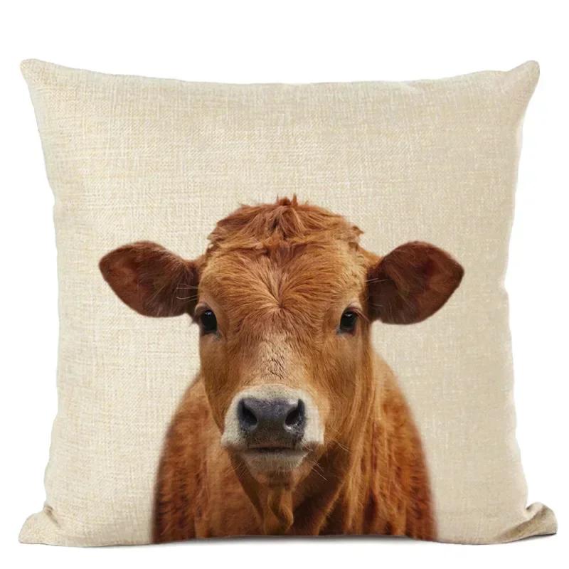 Cute Animal Parrot Linen Pillowcase Deer Wolf Pillows Case For Bedroom Pillow Cover Living Room Decoration Boy Girl Room 45X45Cm