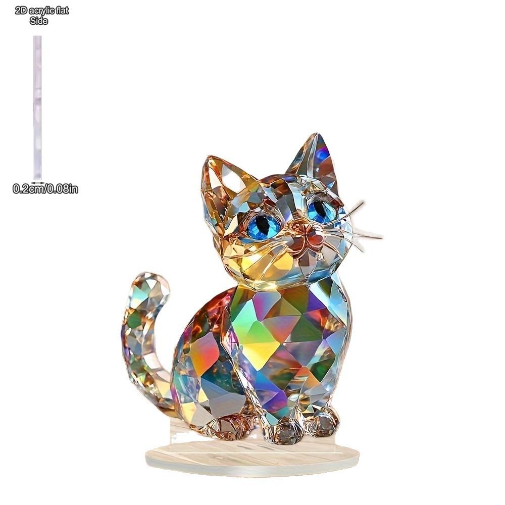 Decorazioni Appese Gatto di Cristallo Scultura Acrilica/ Statua Gatto da Tavolo per Finestre di Casa e Decorazioni per Feste, Decorazione Quattro Stagioni