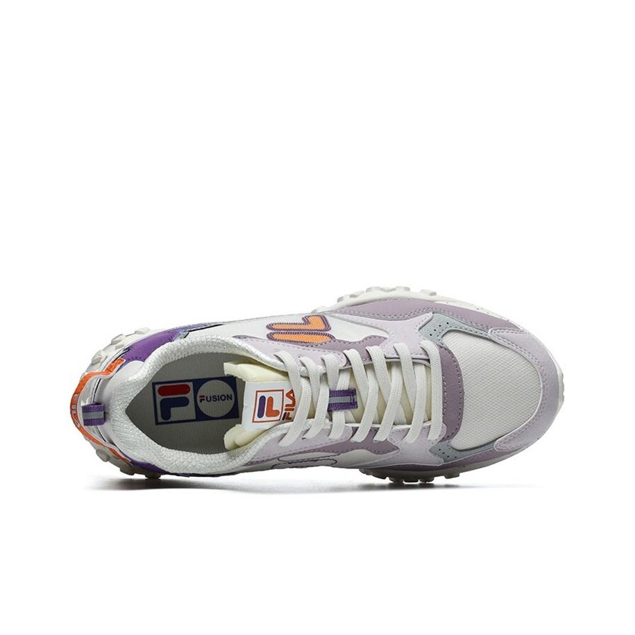 FILA Fusion Pizza Fabric Synthetic Leather Sports Comfortable Fashion Low-Top Casual Shoes Women sneaker Lilac-Gray T12W125209FGG