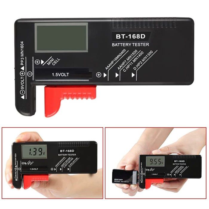 Testeur de piles numérique universel AIMOONSA - AA AAA C D 1,5V 9V, LCD portable