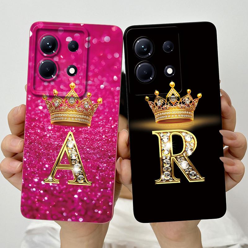 Dla Infinix Note 30 4G 5G Note30 Pro VIP 30i Modne Etui na Telefon z Inicjałami dla Pary Miękki Silikon TPU Osłona Ochronna na Obiektyw