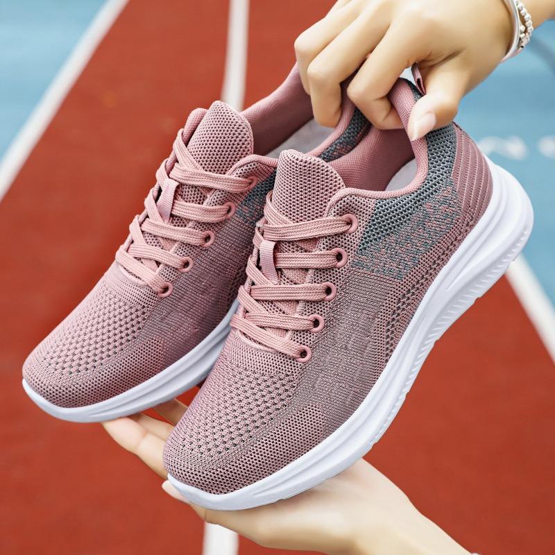 Jinshiyuan | Shoes Women's Shoes Shallow Mouth Sneakers Flying Weaving Breathable Mesh Shoes Running Shoes Comfortable Single Shoes