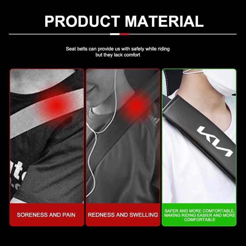 Car Seat Belt Shoulder Cover Leather Shoulder Protector Pad For KIA Sportage Rio Ceed Niro Soul Stonic Picanto Proceed