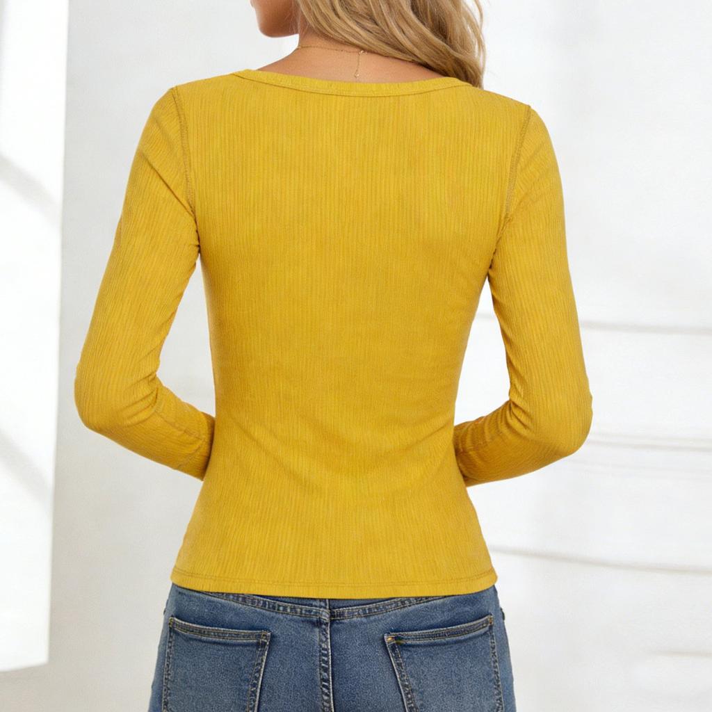 Button-Down-Oberteile für Damen Langarm V-Ausschnitt Blusen Business Casual