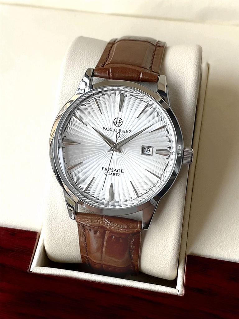 Men's Business Waterproof Quartz Wristwatch with Sweep Second Hand and Calendar
