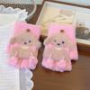 Thick Warm Cartoon Convertible Gloves Polyamide Bear Flip Top Gloves  For Students