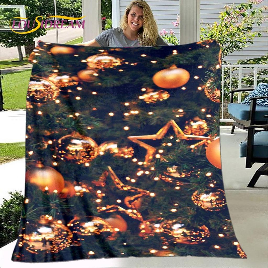 Frohe Weihnachten Neujahr Cartoon-Decke, Flanelldecke, Überwurfdecke, weiche warme Decke für Wohnzimmer, Schlafzimmer, Betten, Sofa, Geschenk