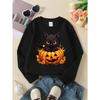 Girls' Halloween Long-Sleeve Sweatshirt, Round-Neck Fun Print Casual Top, Kids' Autumn Clothing, Suitable for Trick-Or-Treat Parties And Halloween
