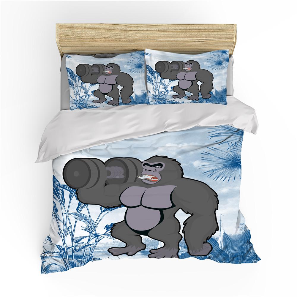 Schimpansen-Bettbezug, Kingsize-/Queensize-Bettwäscheset mit Wildtiermotiven für Kinder, Jungen und Teenager, Affenmonster-Bettbezug, braun