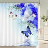 Rurality Fresh Flowers Wall Shower Curtains Bathroom Shower Curtain 3D Fabric Bath Curtain With Hooks Waterproof Bath Screen