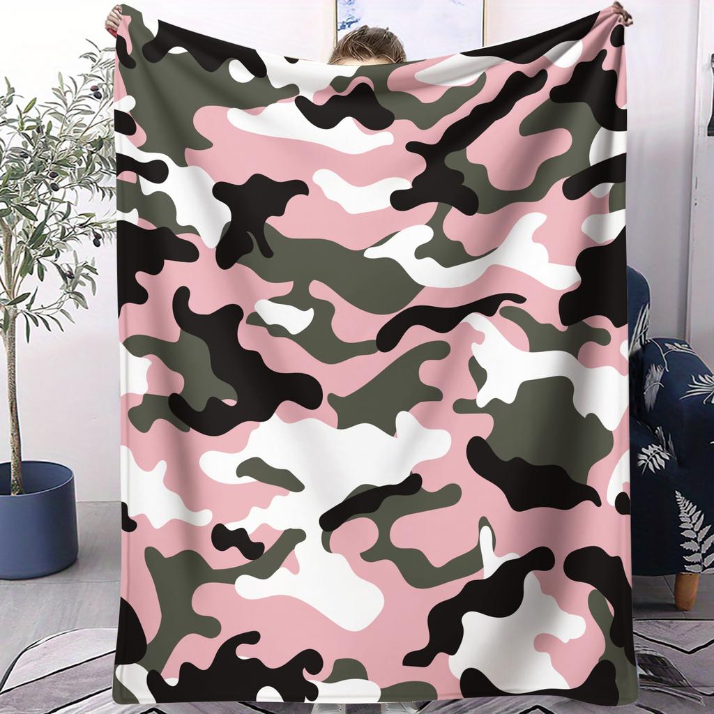 Blätter-Camouflage-Muster Flanell-bedruckte Decke geeignet für alle Jahreszeiten geeignet für Wohnzimmer Büro Sofa und Reise