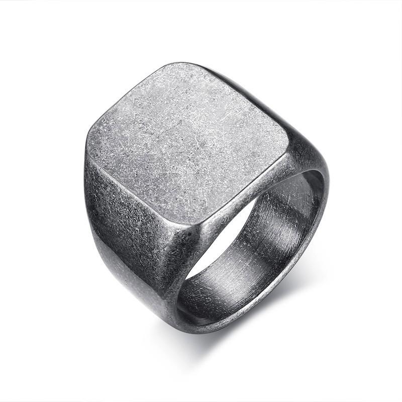 Bague chevalière Pinky pour hommes, bracelet orné en acier inoxydable, bijoux masculins