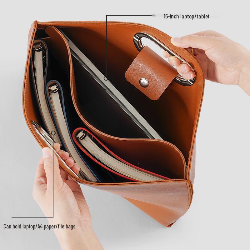 Elegant Women's Soft Leather Laptop Tote - High-End, Large Capacity, Fashionable Briefcase for Work and Commuting.
