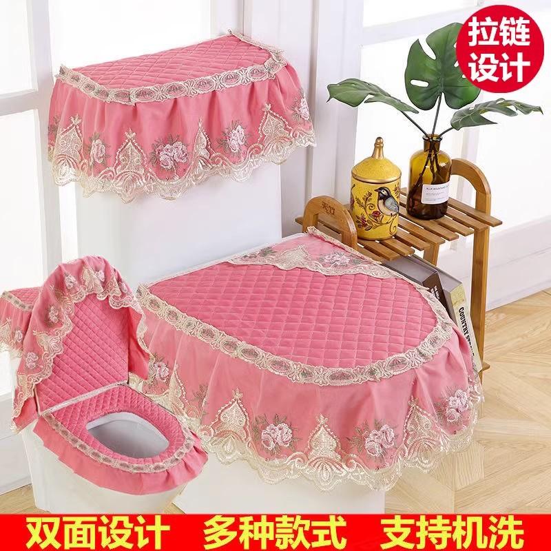 3 buc/set capac pentru scaun de toaletă capac pentru rezervor de apă pentru toaletă huse de praf pernă detașabilă pentru toaletă pânză