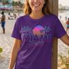 Miami Beach 80s Synthwave T-Shirt, Retro Sunset Palm Tree Tee