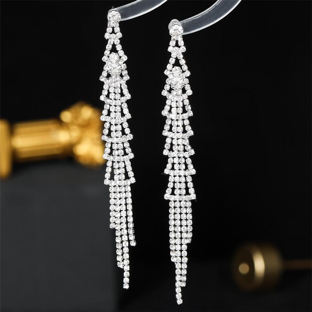 High-End Voll-Diamant Lange Quastenohrringe für Damen – Elegantes Modeaccessoire