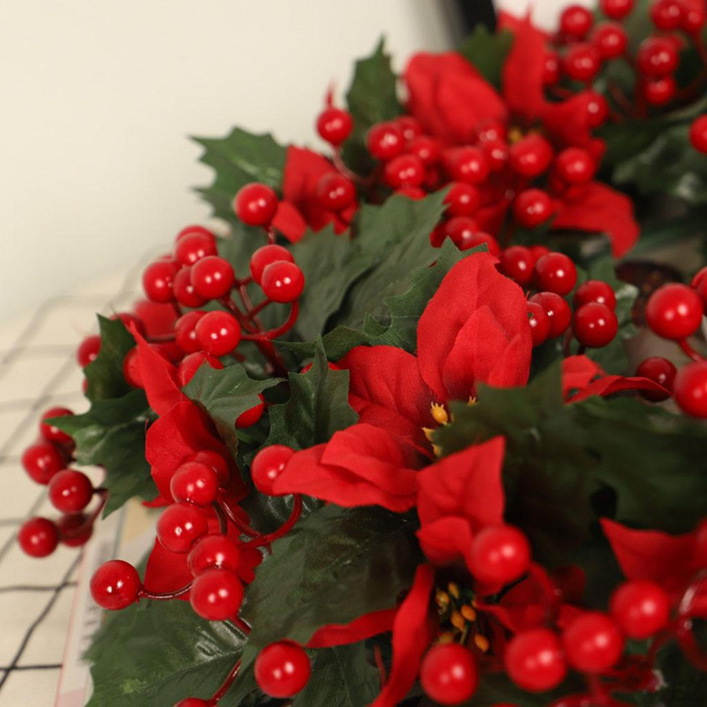 Red Artificial Wreath Garland for Front Door Ornament