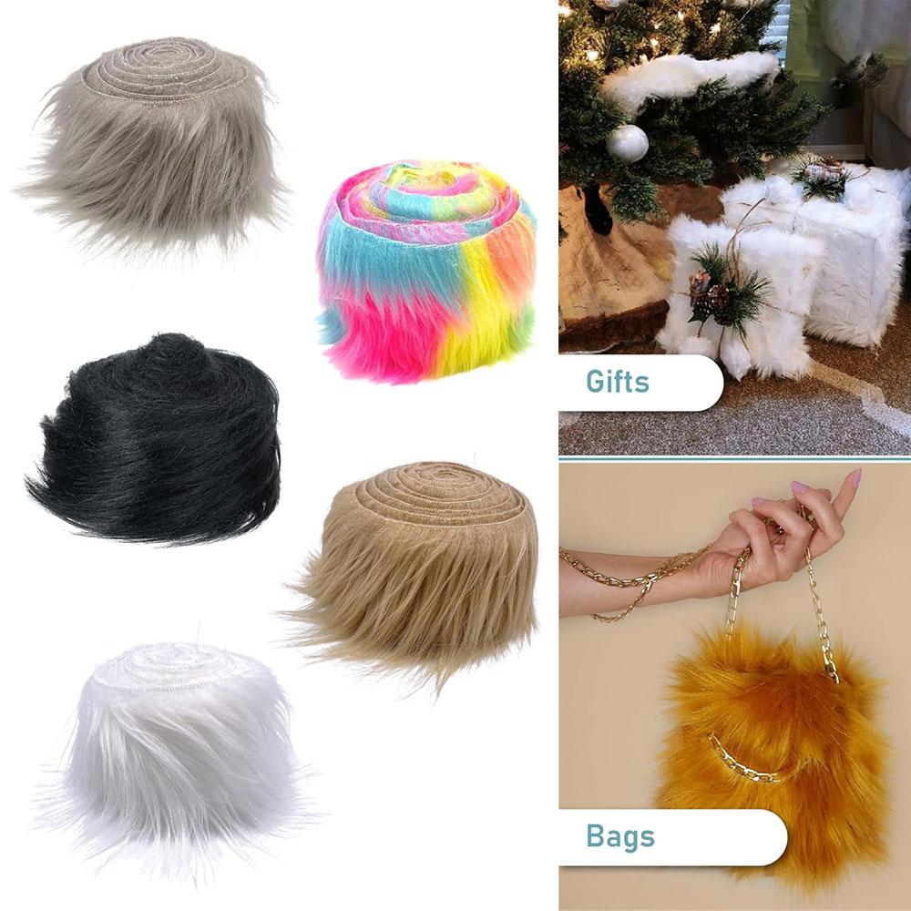 1.5M Multicolor Soft Plush Faux Fur Ribbon Trim DIY Costume & Home Decoration Sewing Tapes Fabric 9cm Width Bulk Craft Supplies