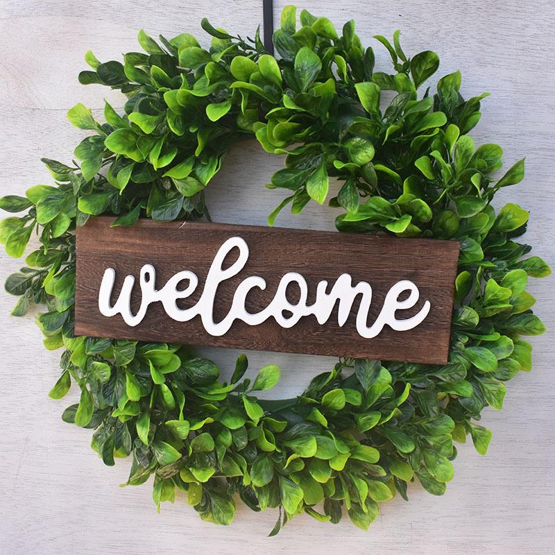 Large American Welcome Simulation Wreath Door Decoration Eucalyptus Wreath Eucalyptus Leaf Wreath Money Leaf Wreath