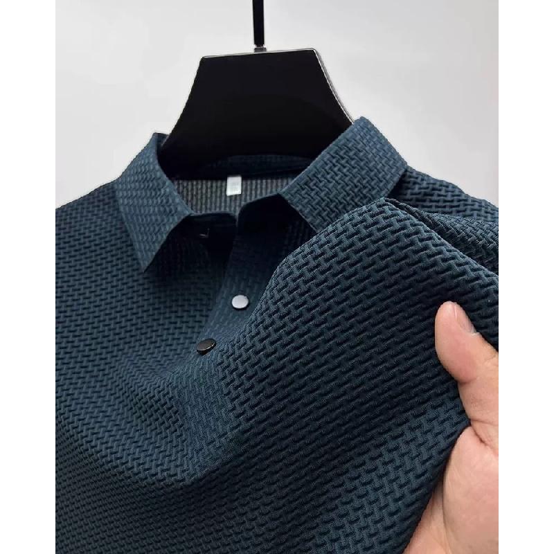 2026 solid color polo shirt, fashionable and trendy, short-sleeved t-shirt with a collar, men's summer casual slim-fit versatile collared top