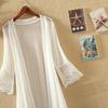 Summer Women Lace Cardigan Long Sleeve Sun Protection Clothing Shawl Outerwear Simple Wearing Cardigan Female Ladies Coat Jacket