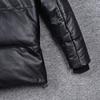 Wide Shoulder Thick Soft Men Genuine Cow Leather Duck Down Coat Removable Hood Warm Winter Jacket Cowhide Leather Men's Clothing