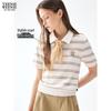 Teenie Weenie Bear Letter Stripe Polo T-Shirt for Women