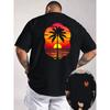 Sunset Palm Tree Graphic Tee Men's Cotton Round Neck Vacation