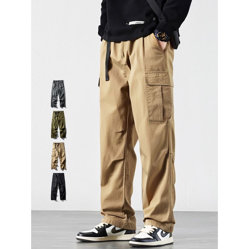 American Functional Cotton Overalls Men's Spring and Autumn Loose Wide Leg Multi-Pocket Pants Export Men's Pants Casual Pants