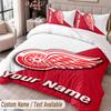 Detroit Red Wings Printed Bedding Set Custom Name Text 1 Duvet Cover 2 Pillowcases For Bedroom