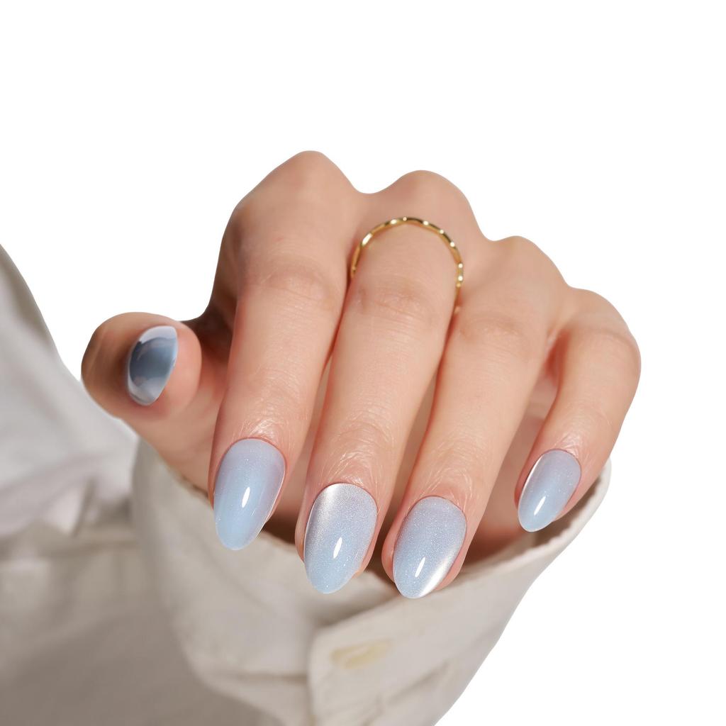 Cat Eye Wearable False Nails - Simple Whitening, Removable, High-End Nail Patches