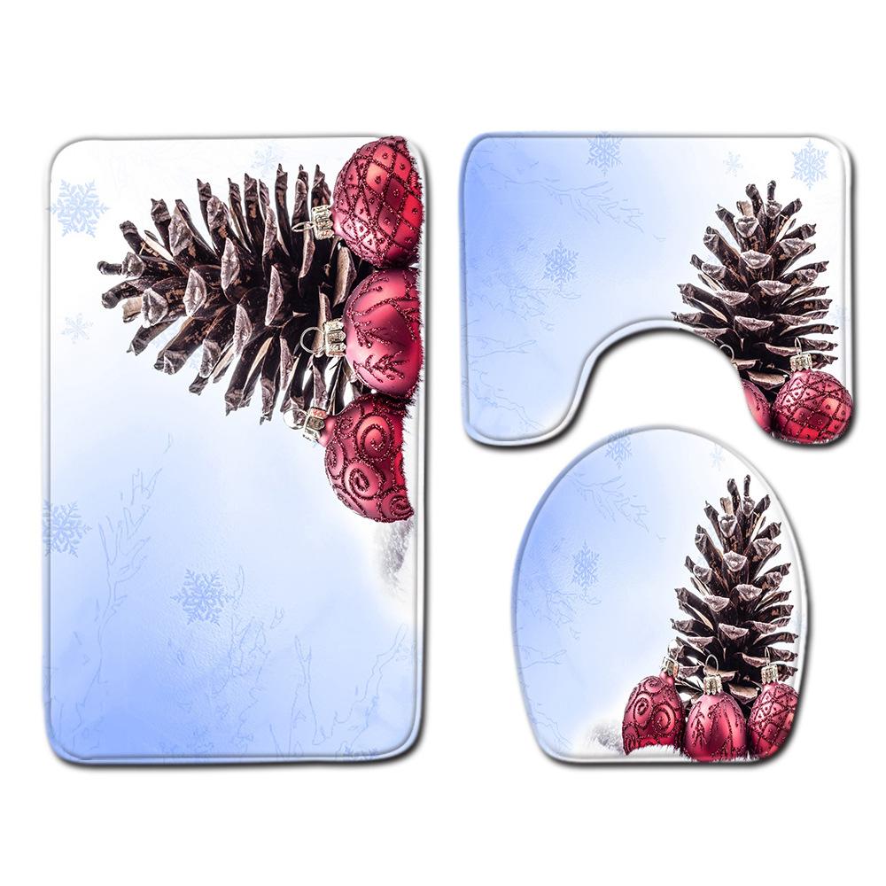 Christmas Bathroom Floor Mat Toilet Three-Piece Set