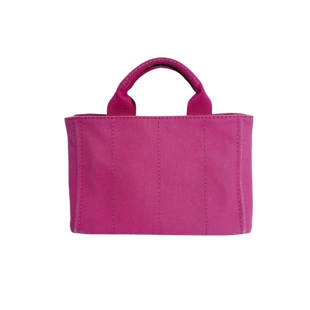 Prada Canvas Canapa Tote Bag Denim Pink Women BN2439 Used
