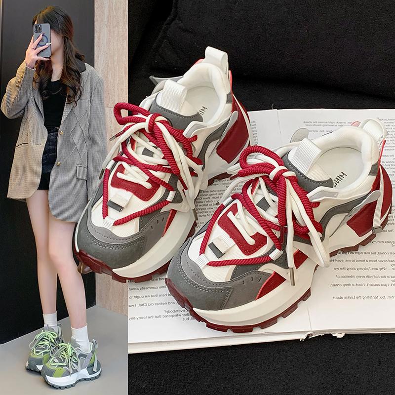 Fashion 2025Women's Casual Shoes Thick Sole Platform Chunky Sneakers Trendy Daddy Shoes Sports Walking Shoes