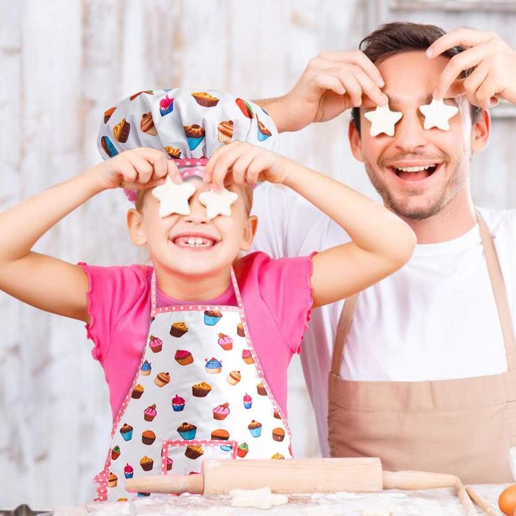 Cooking Set Children's Cute Baking Set Kitchen Toy Set Accessories Apron with Chef Hat Oven Gloves Pot Holder Cookie Cutter As Children's Kitchen Gift