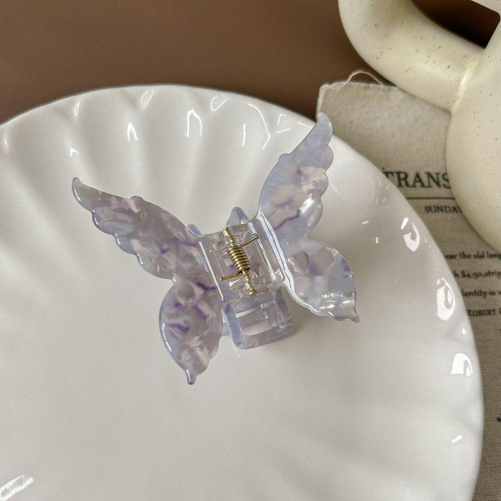 Iridescent 3D Butterfly Claw Clip for Half Updo – Sweet Girl Korean Style Acetate Hair Accessory