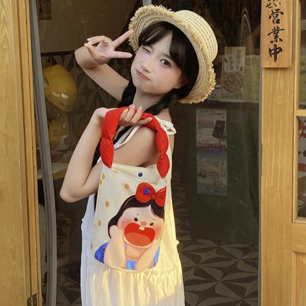 

Dacron Cute Bucket Bag Soft Lunch Bag Fashion Snap Handbags