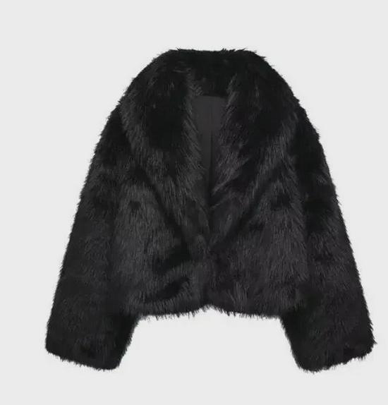 

Женская черная шуба из искусственного меха - большой размер, европейский и американский стиль, коллекция осень/зима S чёрный