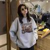 Autumn Winter O Neck Loose Casual Cartoon Printing Sweatshirt Women Long Sleeve Simple All-match Pullover Top