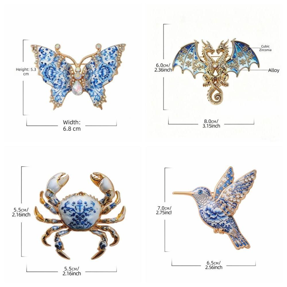 Classic Chinese Ceramic Lapel Pin Jingdezhen Style Jewelry Clothing Decoration
