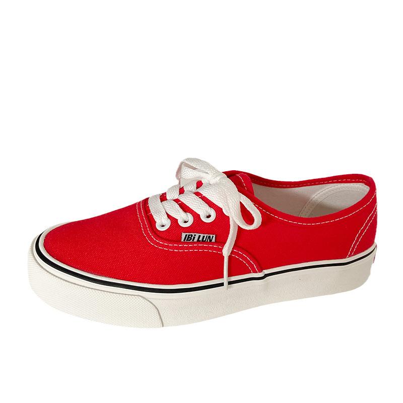 

608 классические парусиновые туфли женские корейская версия ulzzang универсальные студенческие туфли с плоской подошвой в стиле ретро в стиле Гонконга ins board shoes 35 ярко-красный