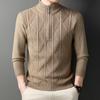 Men's Thick Warm Half-Zip Knit Sweater - Business Casual Pullover for Autumn/Winter