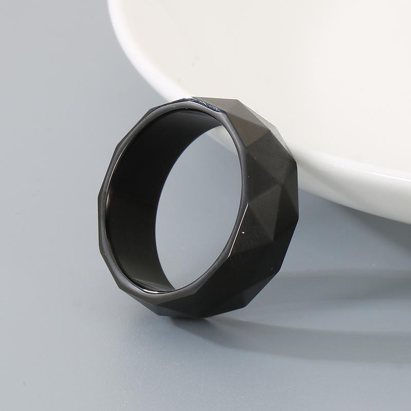 Fade Geometric Faceted Ring for Men Stainless Steel Cut Finger Anillos Hip Hop Polygon Ring Jewelry Gifts for Couples