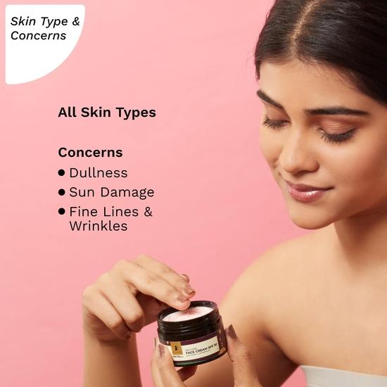 PILGRIM French Red Vine Gesichtscreme mit Sonnenschutzfaktor 30, Hagebuttenöl und Vitamin C für Anti-Aging, Sonnenschutz PA+++, tägliche Anwendung, trocken, Männer und Frauen, 50 g