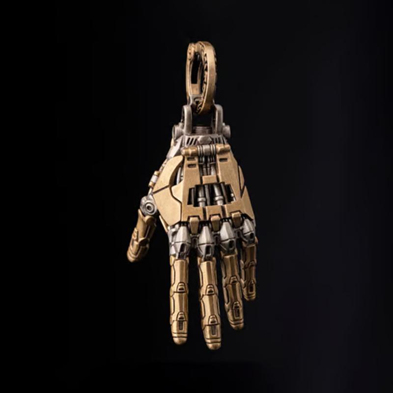 Fashion Mechanical Bionic Hand Pendant With Chain For Men Women Creative Movable Finger Joints Robot Hand Necklace Jewelry