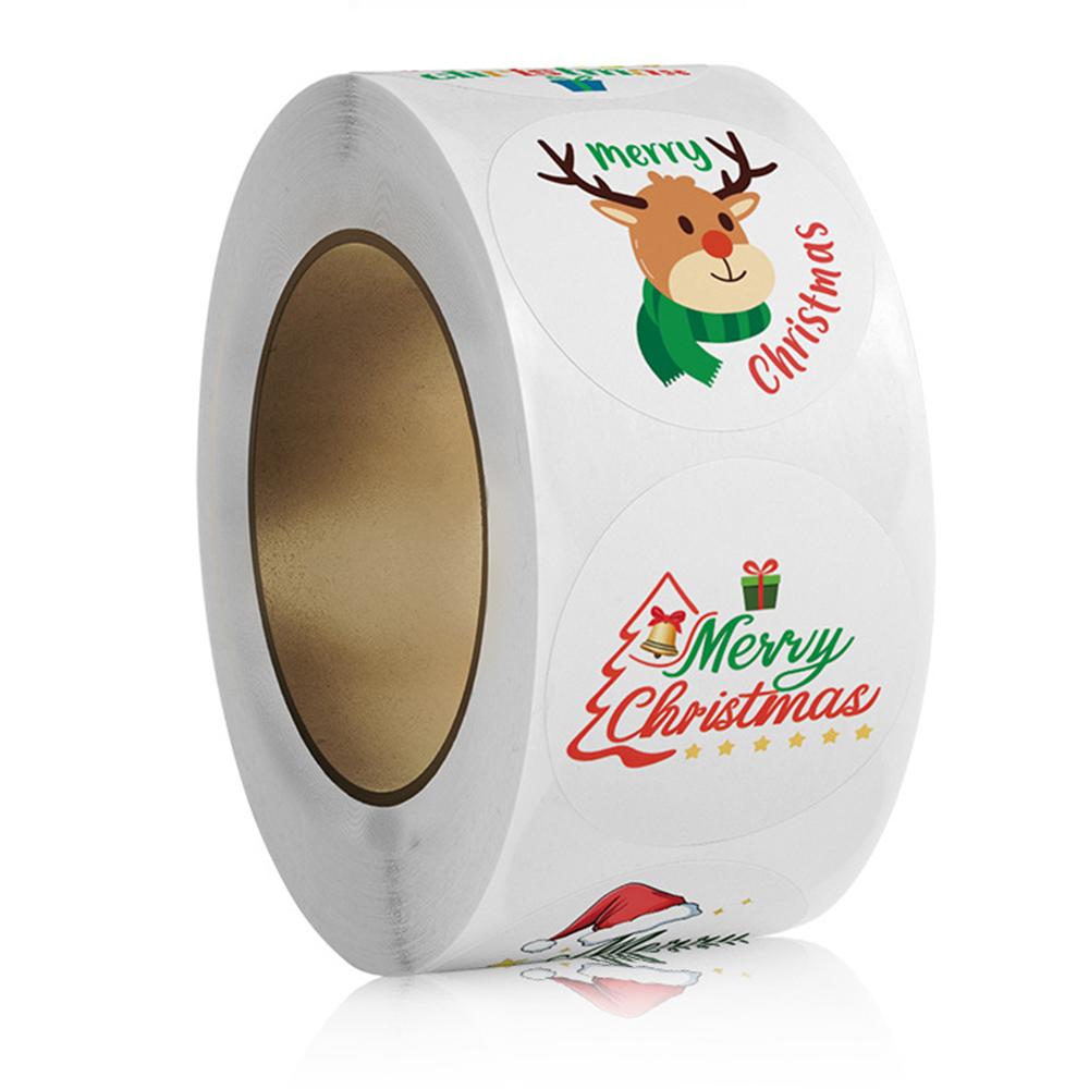 100-500pcs Christmas Tree Santa Claus Merry Christmas Stickers 2.5cm Thank You Stickers for Gift Sealing Holiday Candy Bag Decor