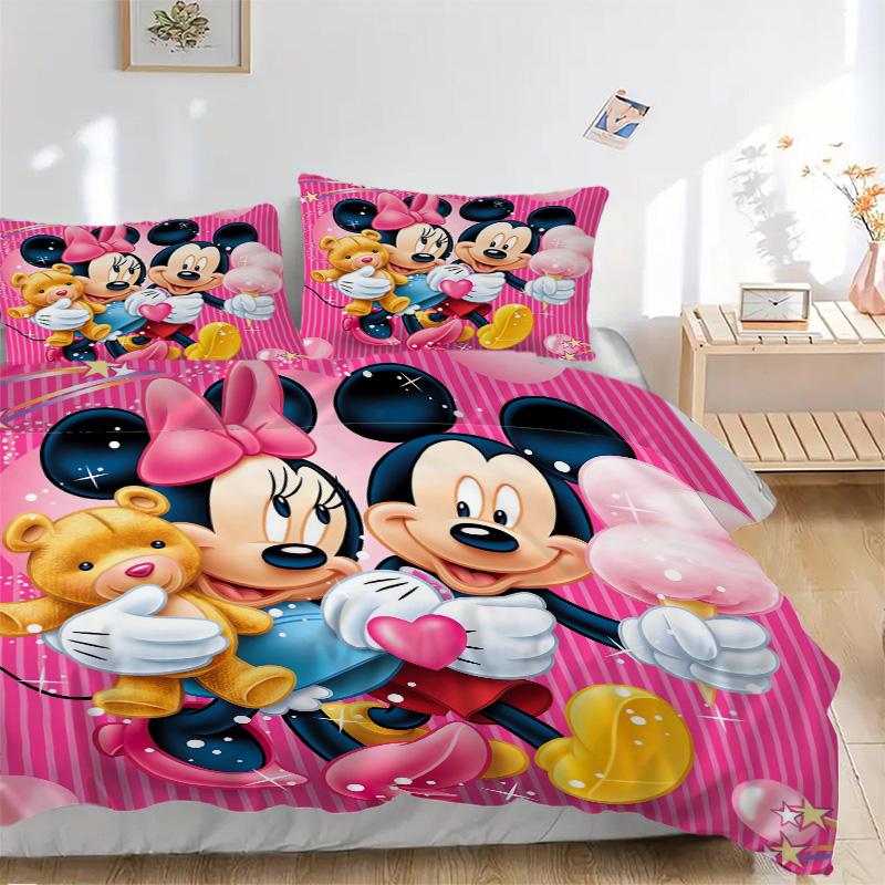 Mickey Minnie'S Sweet Day Print 3Pcs Bedding Setduvet Cover With 2 Bedropillowcase Home Birthday Gift