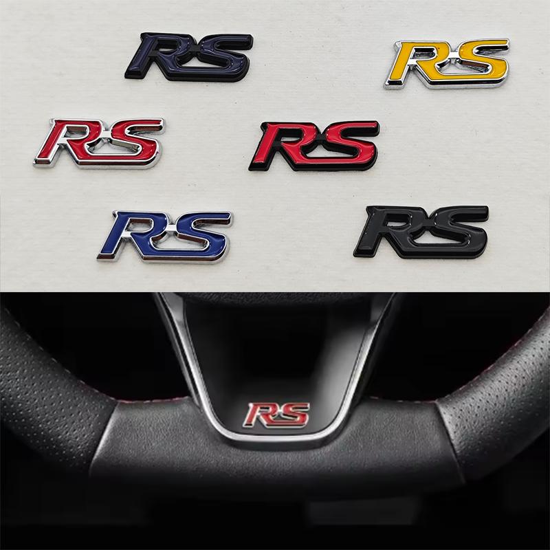3D Metal Car Steering Wheel Emblem RS Logo Sticker Badge Decals For Honda Civic Accord HRV CRV Jazz City Pilot Fit Accessories